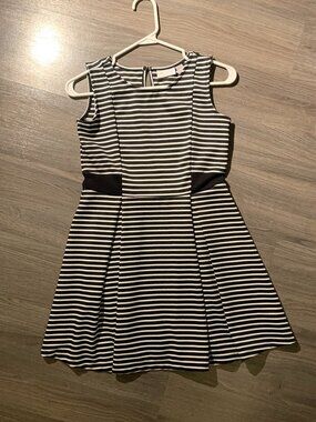 CHILDREN'S PLACE Occasion Dress, NEW!, B/W Stripe, Stretchy, Girl L(10-12yrs)